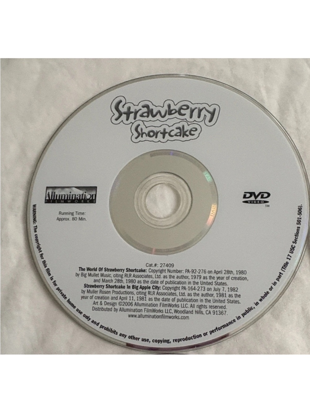 2007 World  of Strawberry Shortcake / Big Apple City DVD -  No Case